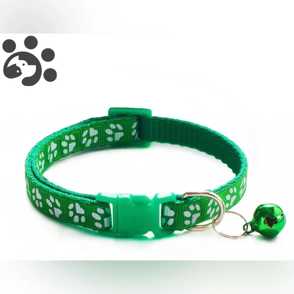 Cat Dog Collar with Bell Adjustable Buckle Basic Collar Durable Nylon Collars